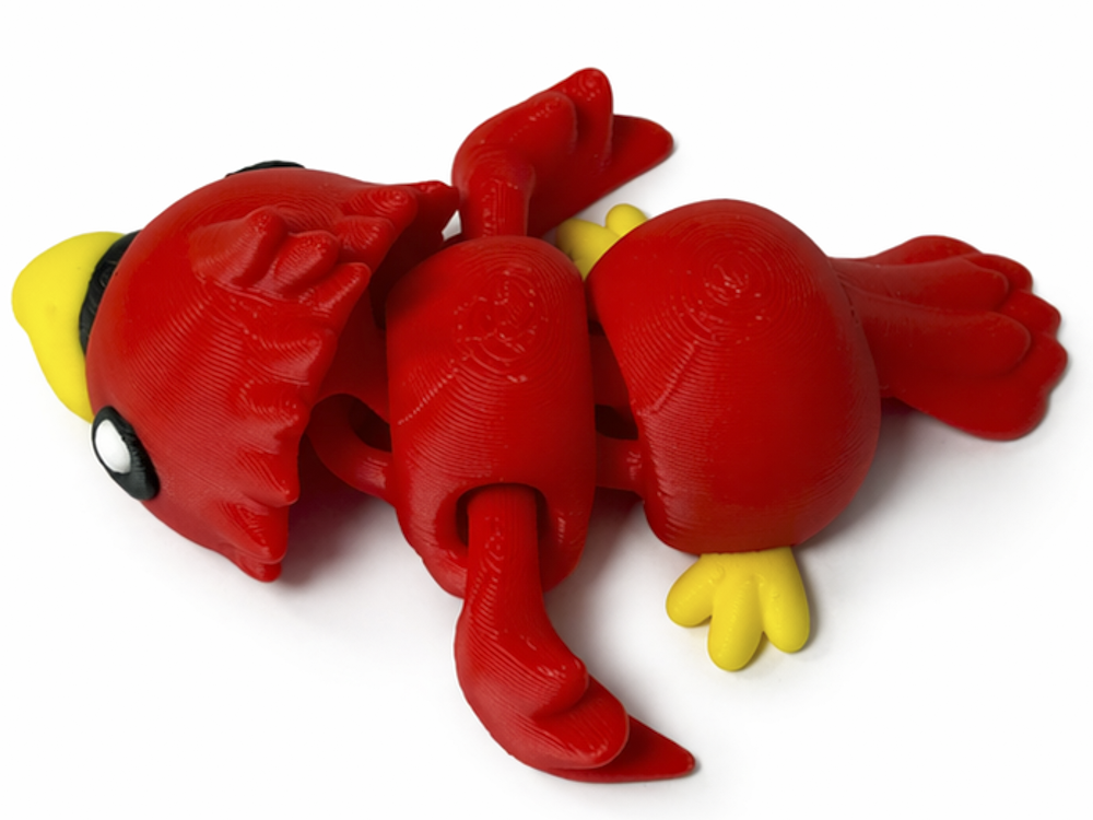 Červený 3D papoušek – flexi figurka